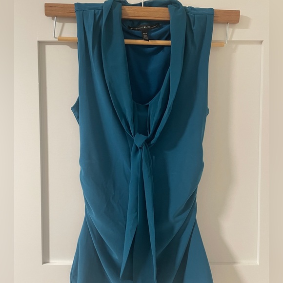 WHBM Blue Sleeveless Tie-Neck Blouse Top, size XXS - Picture 7 of 9